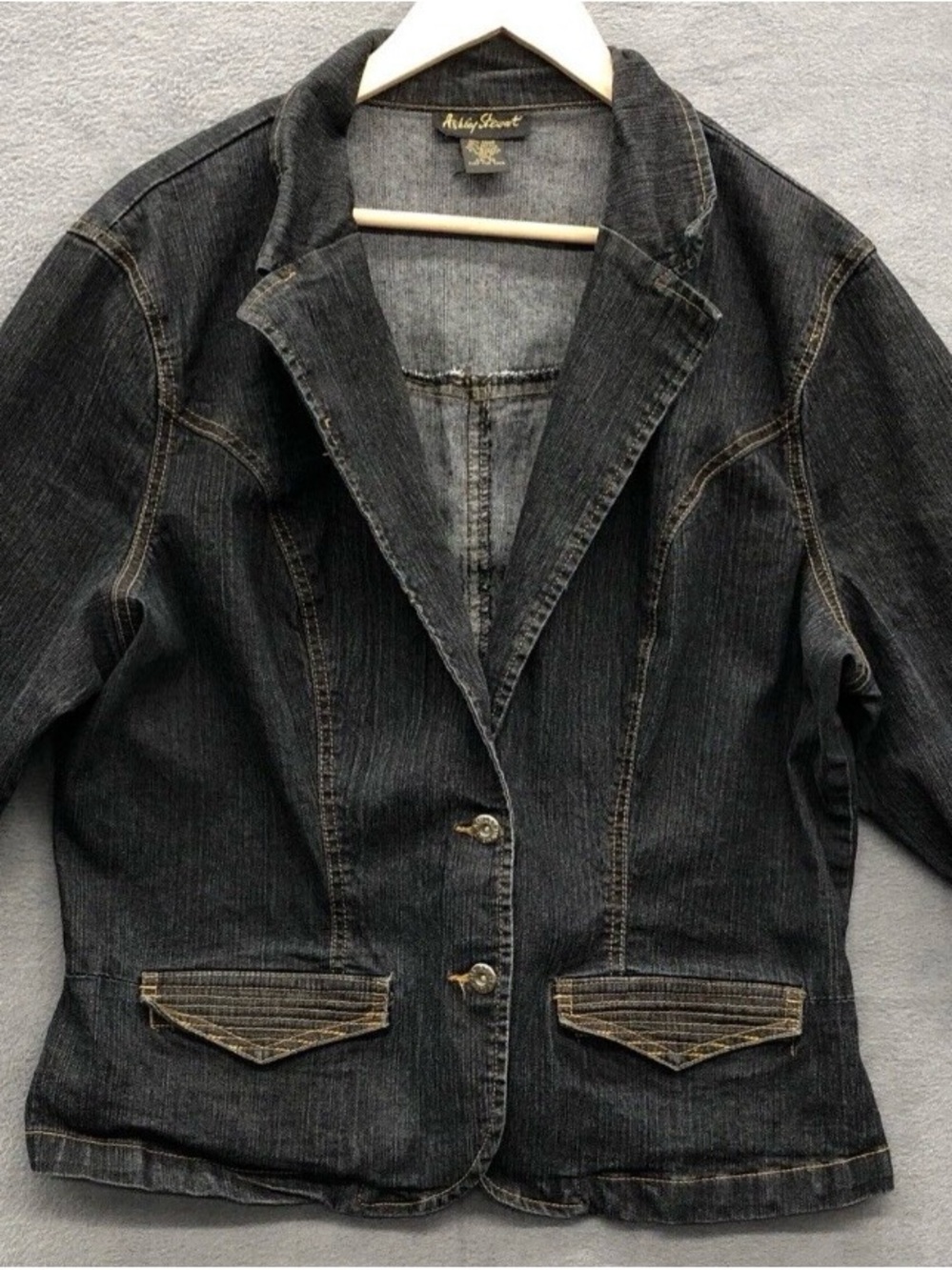 Ashley Stewart Black Denim Blazer Jacket